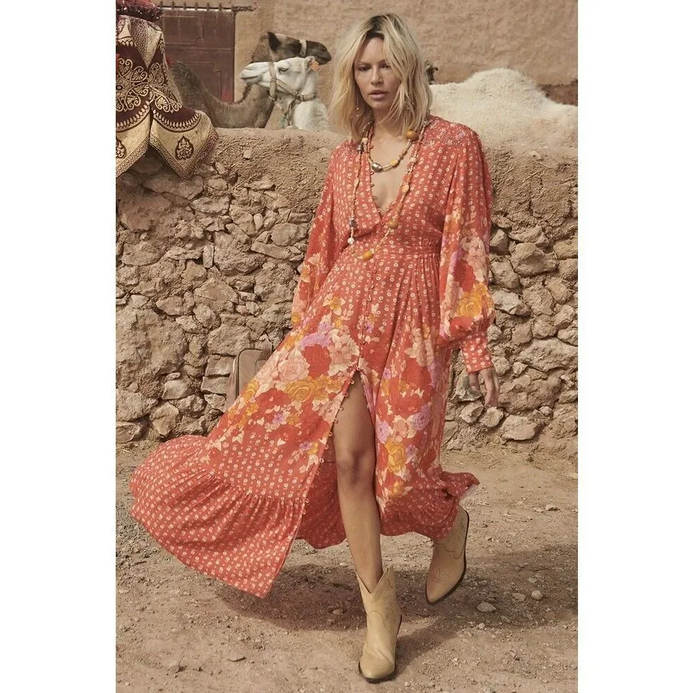 NWT Free People x Spell Yellow Rose Gown Size Large